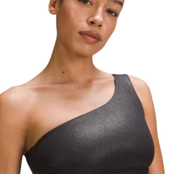 Lululemon Align Asym Rib Bra A/B Black Shine Size 8 Light Support Sports Bra - Picture 3 of 11